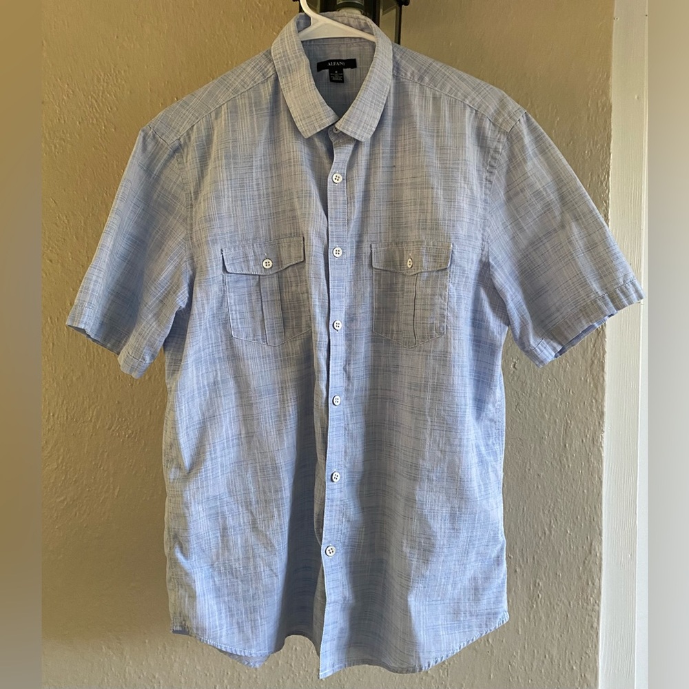 Alfani Light Blue Casual Button Down Shirt